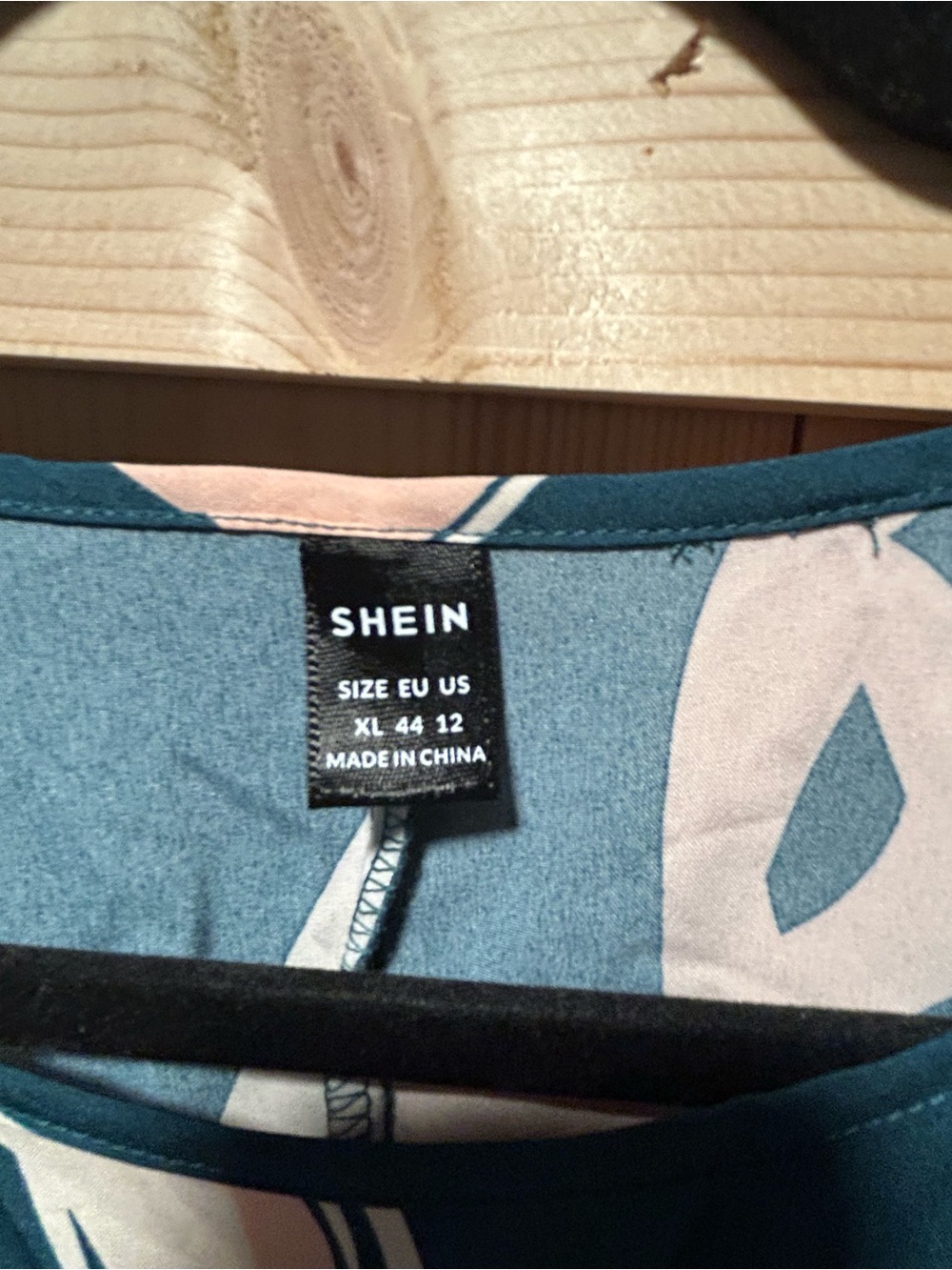 SHEIN Teal Midi Dress with Blush & Cream Abstract Print - Picture 2 of 2